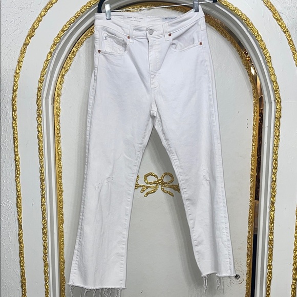 AG Adriano Goldschmied Kinsley High Rise Raw Edge Crop Boot Distressed Jeans 29 - Picture 2 of 9